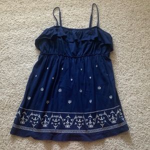 Navy Blue Embroidered Tank Top (juniors)